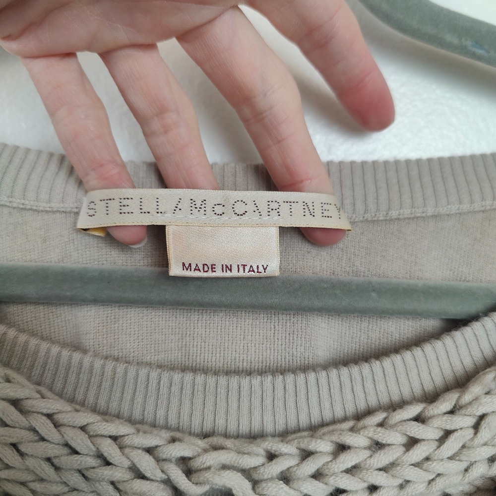 Stella McCartney Sweater Womens 44 Medium Beige Cashmere Silk Cable Knit Top - Picture 7 of 11